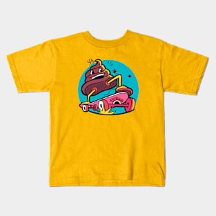 Skateboarding Poo Cartoon Kids T-Shirt